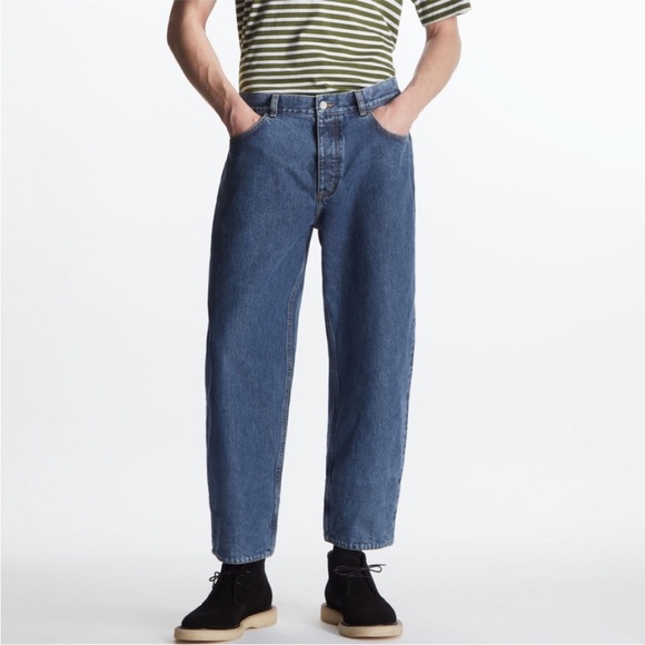 COS Relaxed-Fit Barrel-Leg Jeans in Medium Indigo Blue Wash Size 32 - Picture 1 of 12